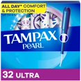 thumbnail image 1 of Tampax Pearl Tampons, with LeakGuard Braid, Ultra Absorbency, Unscented 32 count, 1 of 23