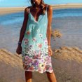 thumbnail image 2 of Pompotops Robe d'Été Décontractée à Manches Courtes Imprimée Boho Col en V avec Ceinture pour Femmes, 2 of 5