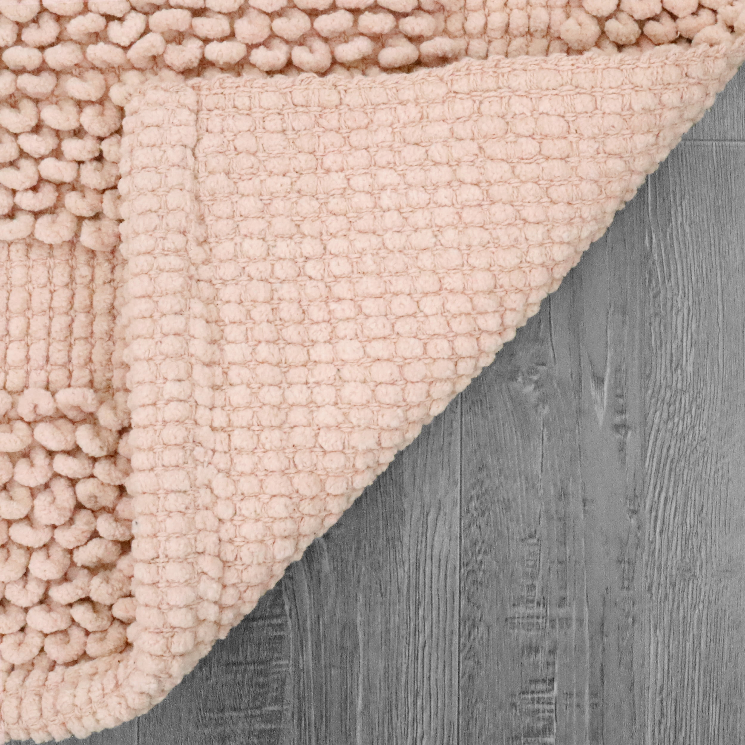 Jean Pierre New York Sophie Border 100% Cotton Non-Slip Bath Mat Set - Pink Dusty Rose - 17x24/20x32