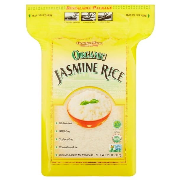 Golden Star Organic Jasmine Rice, Organic Thai Jasmine White Rice, 2 lb