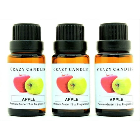 Crazy Candles Apple 3 Bottles 1/2 FL Oz Each (15ml) Premium Grade Scented Fragrance Oil Made in USA