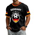 thumbnail image 3 of Soccer Cup 2026 Jersey for Men, Crew Neck Short Sleeve Deutschland Shield Graphic Tee with Honeycomb Mesh Texture - Lightweight Performance Top for Match Day & Gym Black L, 3 of 7