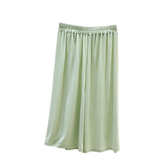 Pajama Pants for Women Soft Wide Leg Capris with Elastic Waist Summer Breathable Lounge Capri Pants Green Free Size