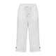 thumbnail image 3 of Pantalones de Lino Mujeres Outfits de Vacaciones Casual Elástico de la Cintura Cordón Suelto Recto Tubo Capris para la Playa de Verano, 3 of 5