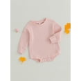 thumbnail image 3 of Bagilaanoe Newborn Baby Boy Girl Rompers Solid Color Long Sleeve Bodysuits 6M 12M 18M 24M Infant Casual One Piece Jumpsuits, 3 of 8