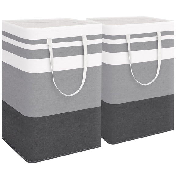 Brotasdro Slim Collapsible Laundry Hamper, Gray, 2 Pack
