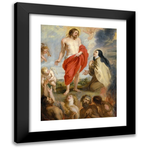 Peter Paul Rubens 12x14 Black Modern Framed Museum Art Print Titled - Saint Teresa of Avila Interceding for Souls in Purgatory