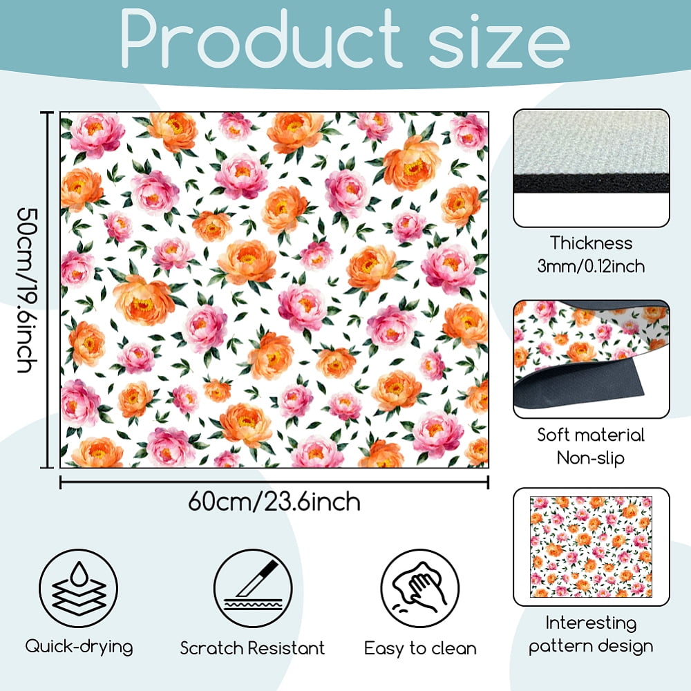 Peony Flower Washer Dryer Dust Cover 23.6×19.69inch Leaves Washing Machine Top Protector Pads Non Slip Washing Machine Top Covers diy