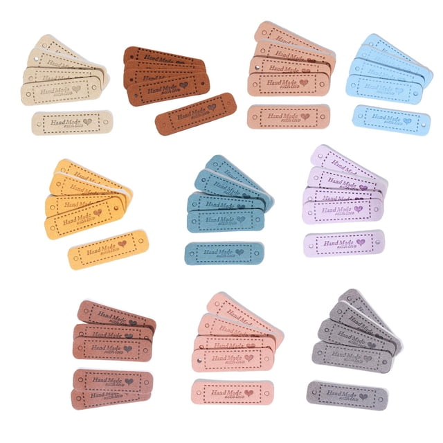 Rongfmy 50Pcs Handmade Labels Leather Tags Sew On Label Clothing for Crochet Items Jeans