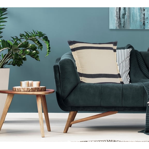 LR Home Ox Bay Blue/White Stripe All-Natural Cotton Pillow Cover