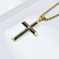 thumbnail image 2 of Rynsito Cross Necklace for Men, Beveled Edge Cross Necklace Silver Crucifix Pendant with Stainless Steel Chain, 24", 2 of 4