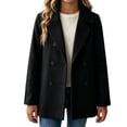 thumbnail image 3 of Fall Jackets for Girls Zaewscy Girls Double‑Breasted Wool Blend Coat Notched Lapel Long Sleeve Kids Casual Wool Outerwear Black 170, 3 of 9