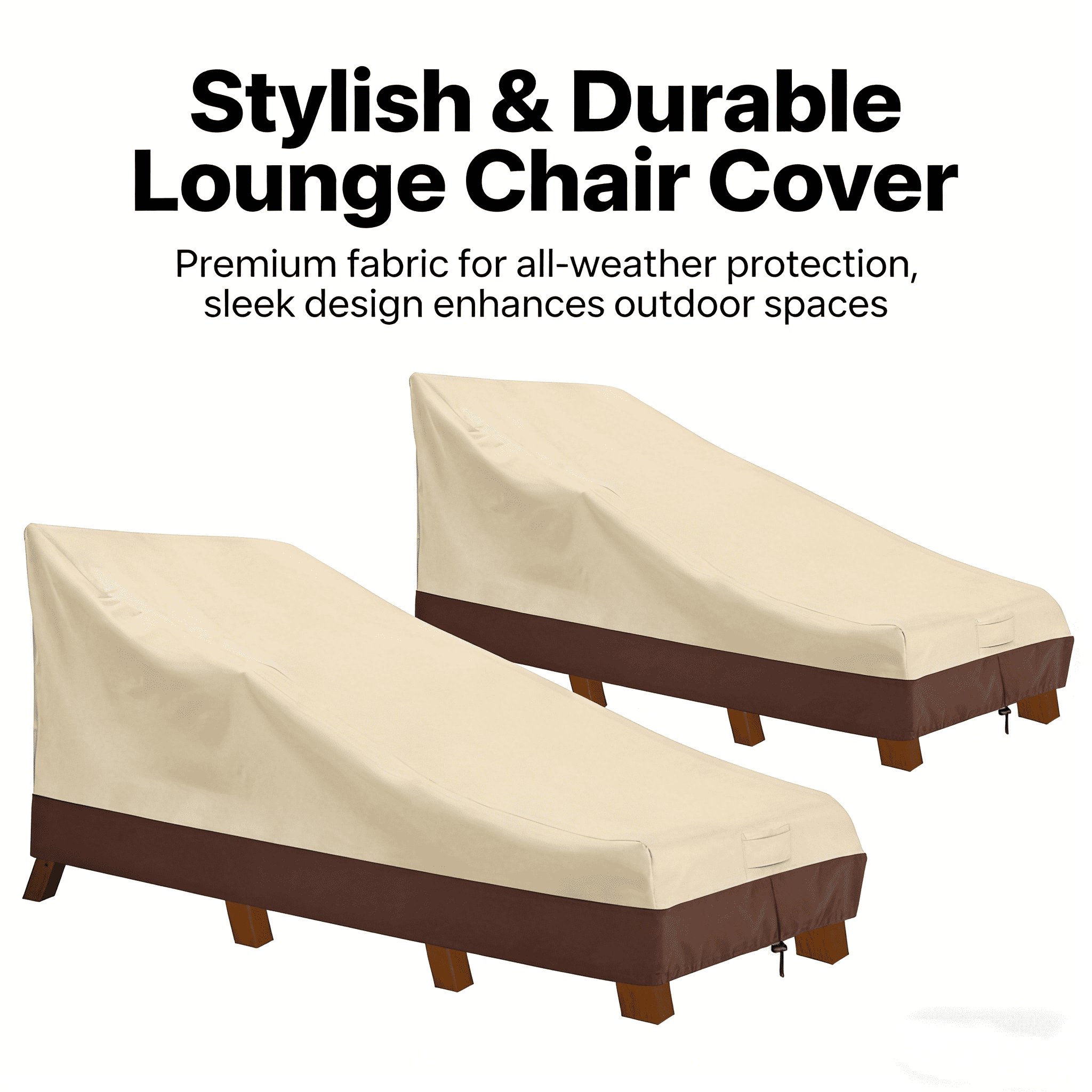 2 Pack Outdoor Lounge Chair Covers, Waterproof Patio Chaise Lounge Covers, Dustproof UV Resistant Furniture Protector