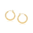 thumbnail image 1 of Women's 14k Yellow Gold Medium Width Diamond-Cut Hoop Earrings, 1 of 1