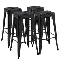 Alden Design 4pcs 30" Metal Stackable Backless Bar Stools, Black
