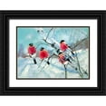 thumbnail image 1 of Pautov, Igor 24x18 Black Ornate Wood Framed with Double Matting Museum Art Print Titled - Bullfinches on a Birch, 1 of 4