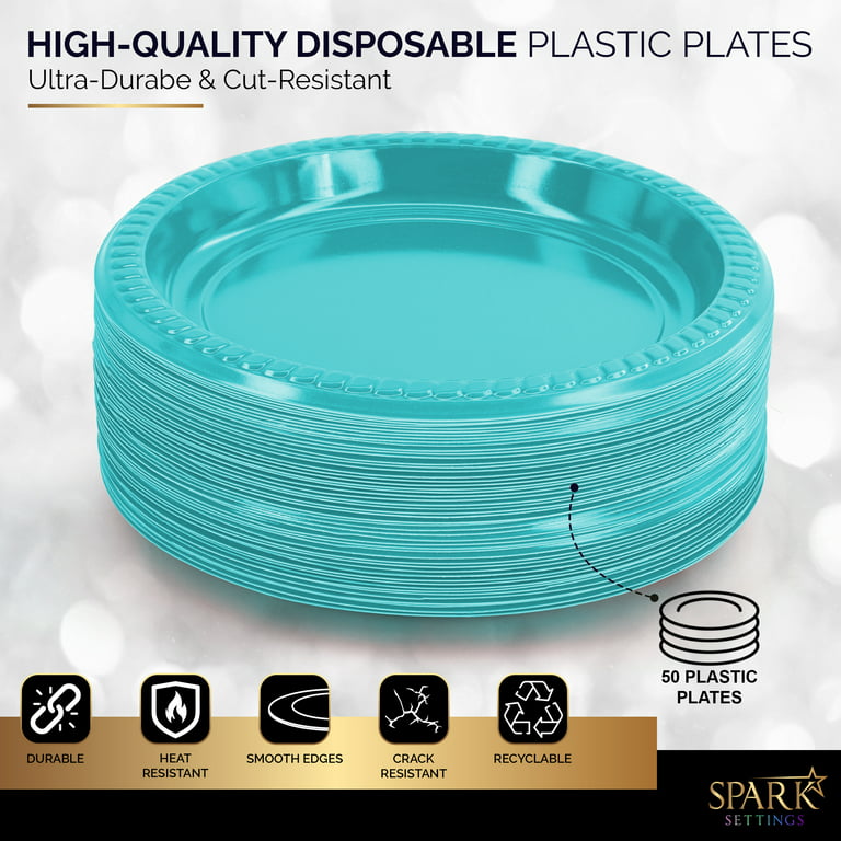 Disposable Plastic Plates Blue, 7 Inches Plastic Dessert Plates, Strong and  Sturdy Disposable Plates for Party, Dinner, Holiday, Picnic, or Travel