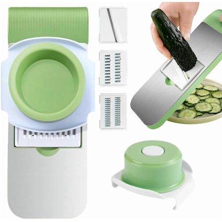 Multifunctional Vegetable Chopper & Mandoline Slicer Stainless Steel Cutter with Hand Guard. Adjustable Food Slicer for Potato Onion Garlic & Cheese Grater