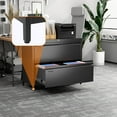 thumbnail image 2 of Metal Lateral File Cabinet with 2 Drawer,Metal Filing Cabinets with Lock for Home Office A4 and Letter Size Files, Printer Stand, Assemble Required,Black, 2 of 9