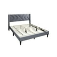 thumbnail image 4 of Reno Queen Size Bed- Modern X Channel Tufted Gray Velvet Upholstery, 4 of 6