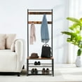 thumbnail image 3 of Coat Rack Hall Tree with Shoe Storage Bench, Rustic Walnut/Black, 3 of 5