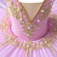 thumbnail image 4 of AUNVITO Girls 1-14 Years Dance Practice Tutu Skirt Soft Tulle Layered Performance Princess Dress Ribbon Trim Sleeveless V-Neck Costume, 4 of 8