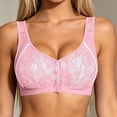 thumbnail image 2 of HAPIMO Women Plus Size Front Closure Bra Wide Straps V Neckline Lace Overlay Full Coverage Support For Comfortable Wear Pink 40, 2 of 6