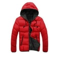 thumbnail image 2 of JTieacloth Men's Lightweight Jacket Men's Winter Casual Color Collision Zipper Hoodie Cotton-padded Jacket Coat Red, 2 of 2