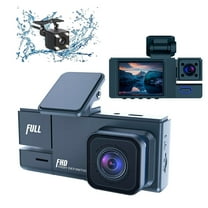 Three Lens Dash Cam 2 Inch Display HD 1080P Car Recorder,3-Channel Infrared Dashcams with Night Vision, 32GB SD Card, WDR Night Vision, 2-inch IPS Screen, Accident Lock, Loop Recording, Reverse