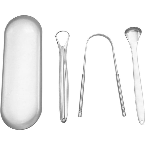 Tongue Scraper, Stainless Steel Tongue Cleaners Tongue Scraper Set Smoothing Surfaces Medical Grade Tongue Scrapers for Oral Care Cleaner Tongue Cleaning Tool for Fresh Breath