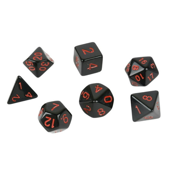 7pcs Multi-faced Acrylic Dices Black Red Table Games Tools Geometric Double Color Numbers Dices Kit