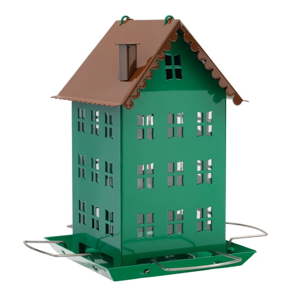 Perky-Pet Green Farmhouse Bird Feeder for Wild Birds, Metal Construction, 2.8lb Wild Bird Seed Capacity
