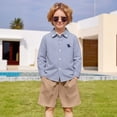 thumbnail image 2 of Boys Dress Shirt School Uniform Long Sleeve Casual Blouse Button Down Top Classic Polo Shirt for Kids 12-18 Months, 2 of 4