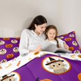 thumbnail image 4 of Feelyou Cute Pumpkin Twin Bedding, Cartoon Witch Cat Bedding Comforter Set, Purple Orange, Halloween Reversible, 7pcs, 4 of 7