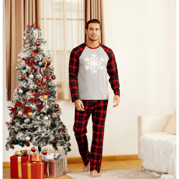 Parents Children s Suits Christmas Snowflake Printed Plaid Red Pajamas Romper Kids Baby