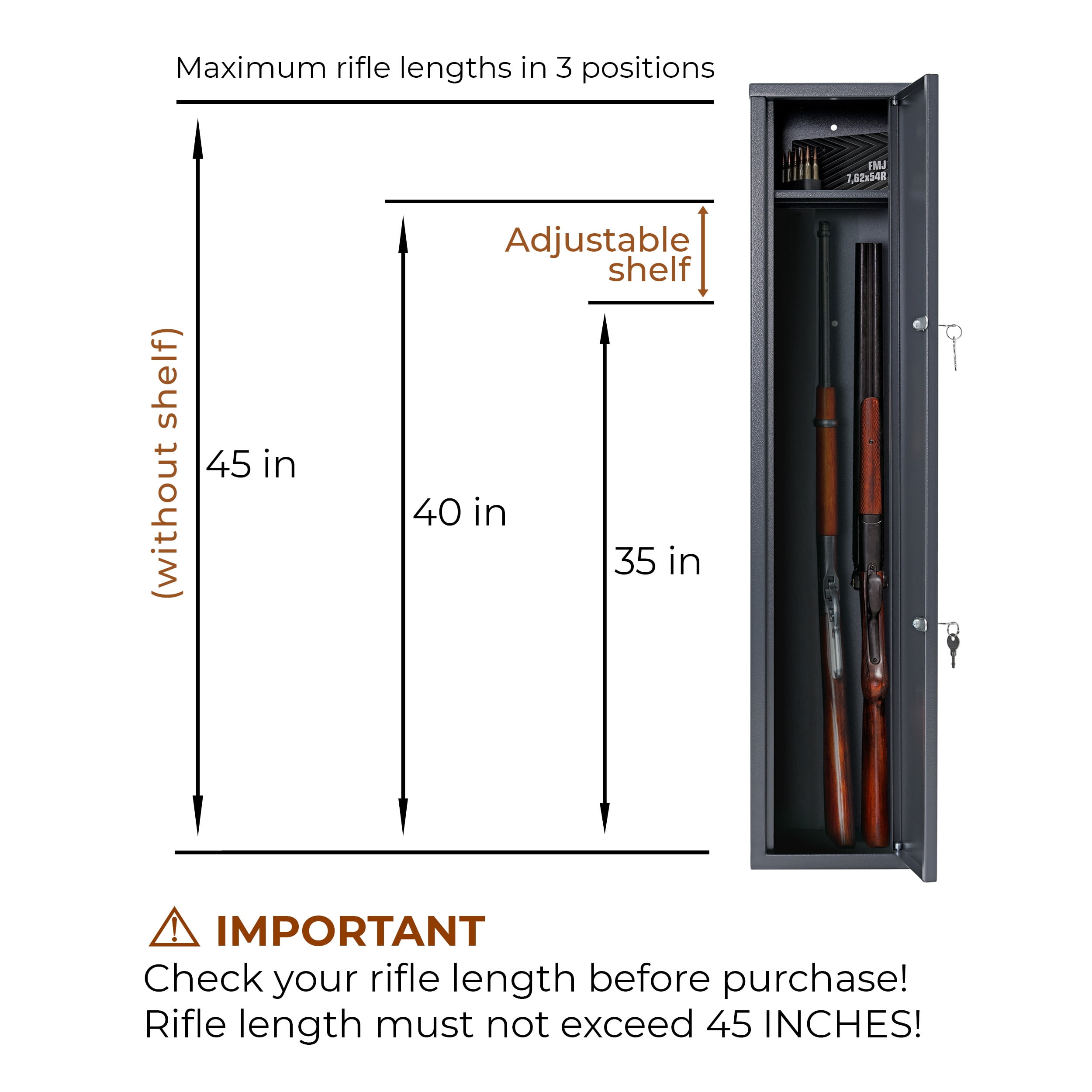 Buffalo 1115 Gun Rifle Shotgun Metal Small Security Cabinet Safe Storage with Separate Pistol/Ammo Area