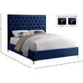 thumbnail image 6 of Meridian Furniture Cruz Solid Wood Tufted Velvet Full Bed in Navy, 6 of 6