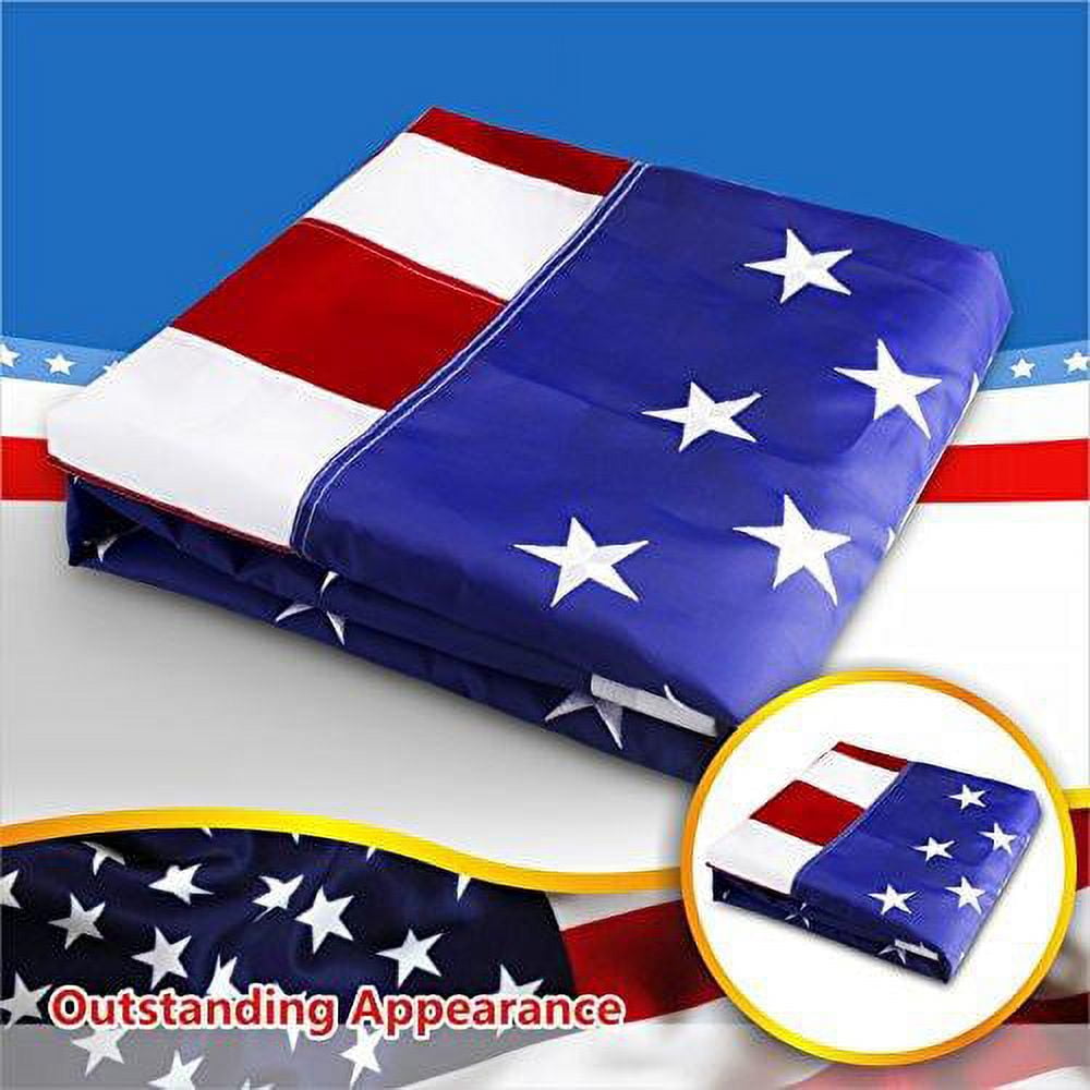 G128 - 8x12 feet American Flag | Embroidered 210D - Embroidered Stars, Sewn Stripes, Brass Grommets, Indoor/Outdoor, Vibrant Colors, Quality Polyester, US USA Flag
