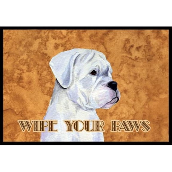 Carolines Treasures 18 X 27 In. White Boxer Wipe Your Paws Indoor Or Outdoor Mat