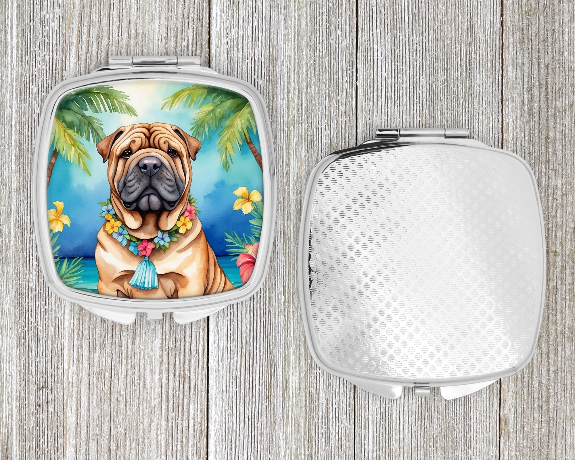 Shar Pei Luau Compact Mirror 2.75 in x 3 in