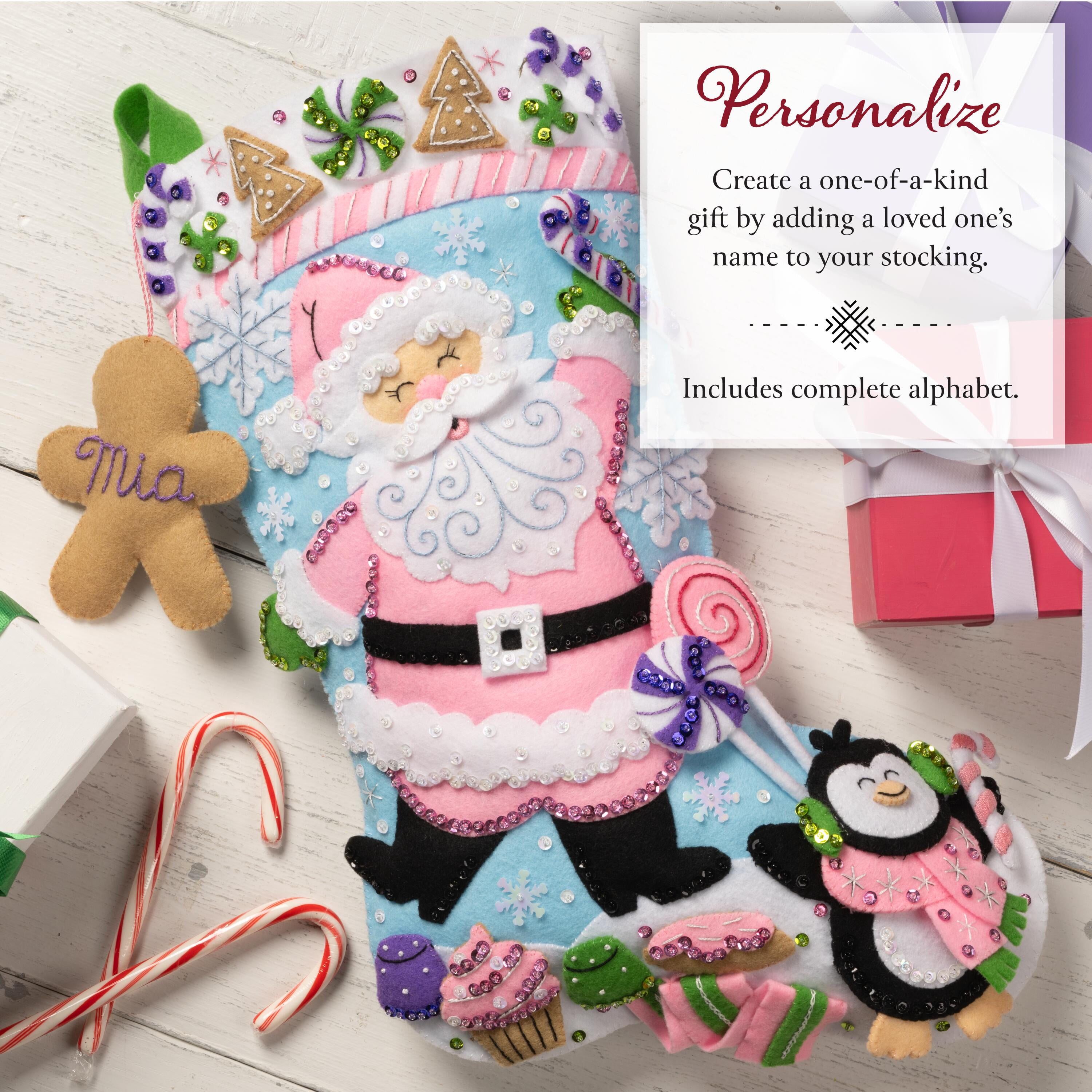 Bucilla Lollipop Santa 18" Multicolor Felt Stocking Kit