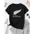 thumbnail image 1 of 1pc New Zealand All Blacks Graphic Tee, Women'S Polyester-Spandex Blend, Crew Neck, Short Sleeve, Sports Casual T-Shirt, Printed Design, All Seasons, 1 of 6