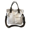 thumbnail image 3 of Bolso de Lona de Alta Resistencia, Bolso de Gran Capacidad, Cierre de Broche a Presión con Bolsillos, Bolso de Mensajero, Bolso de Hombro para Carrito Blanco Hugo Bolso, 3 of 10