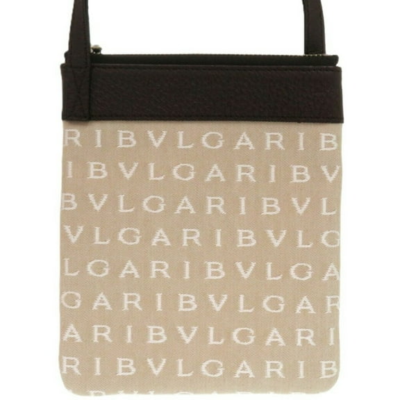 Pre-Owned Bvlgari GCEGEA Mania 22588 Leather Canvas Beige Brown Shoulder Bag... (Good)