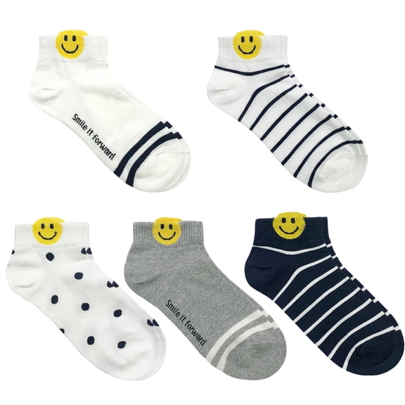 Women's Ankle Socks Happy Smile Socks 5 Pairs Set