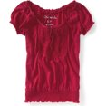 thumbnail image 1 of Aeropostale blusa campesina con ojales sólidos para mujer, rosa, mediano, 1 of 1