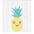 thumbnail image 3 of Tropical Shower Curtain, Pineapple Design with a Smile and Heart Eyes Tropical Love Themed Fruit Portrait, Fabric Bathroom Set with Hooks, 69W X 70L Inches, Multicolor, by Ambesonne, 3 of 3