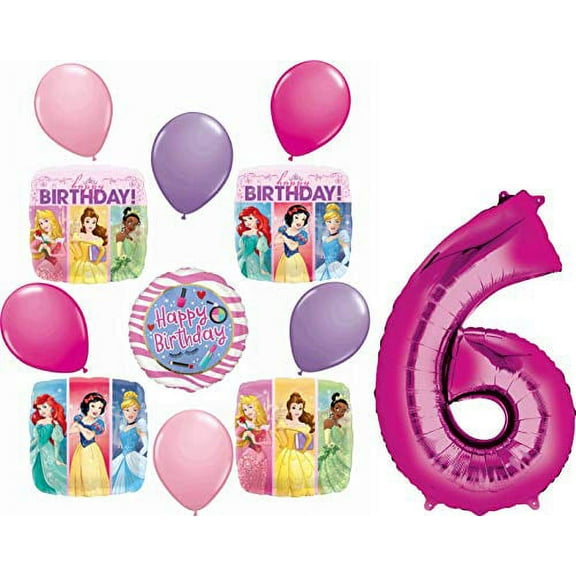 Disney Princess Party Supplies 6th Birthday 12 piece Balloon Bouquet Decorations kit