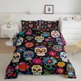 thumbnail image 2 of Castle Fairy Boys Girls Gothic Skull Twin Comforter Sets,Bohemian Chic Flowers Bedding Set, 2 of 7