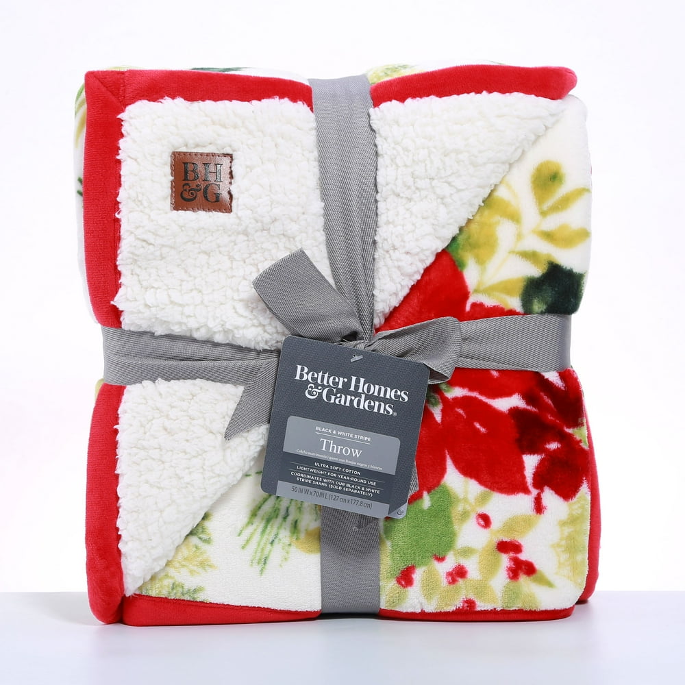 Better Homes & Gardens Oversized Sherpa Throw Poinsettia Walmart